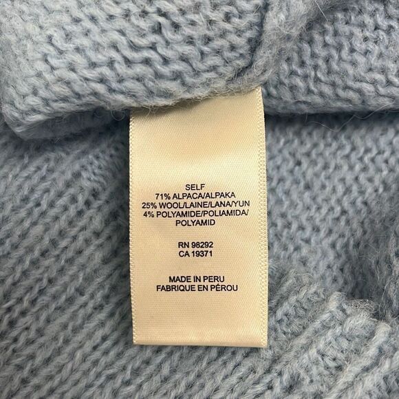 Tibi Blue Cropped Crewneck Sweater Alpaca Wool Blend Long Sleeve Soft XS Preppy - Picture 6 of 8